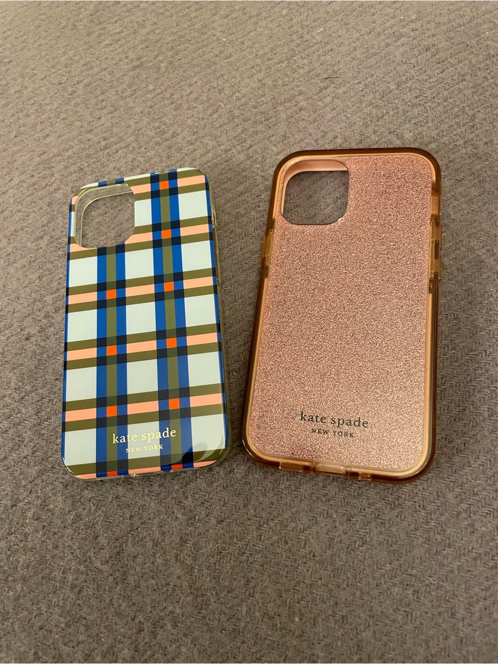 kate spade Rose Gold Glitter and Multicolor Plaid iPhone Case Duo